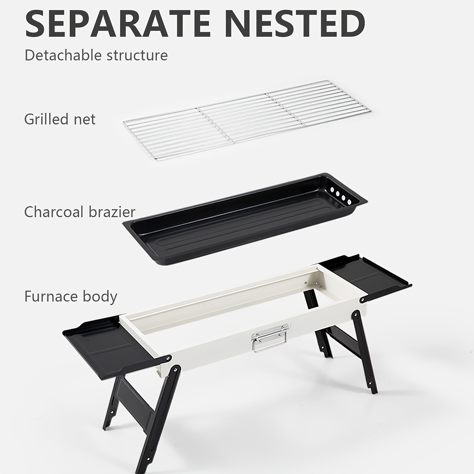 BISINNA Portable Charcoal BBQ Grill Foldable Tabletop Outdoor Camping Barbecue