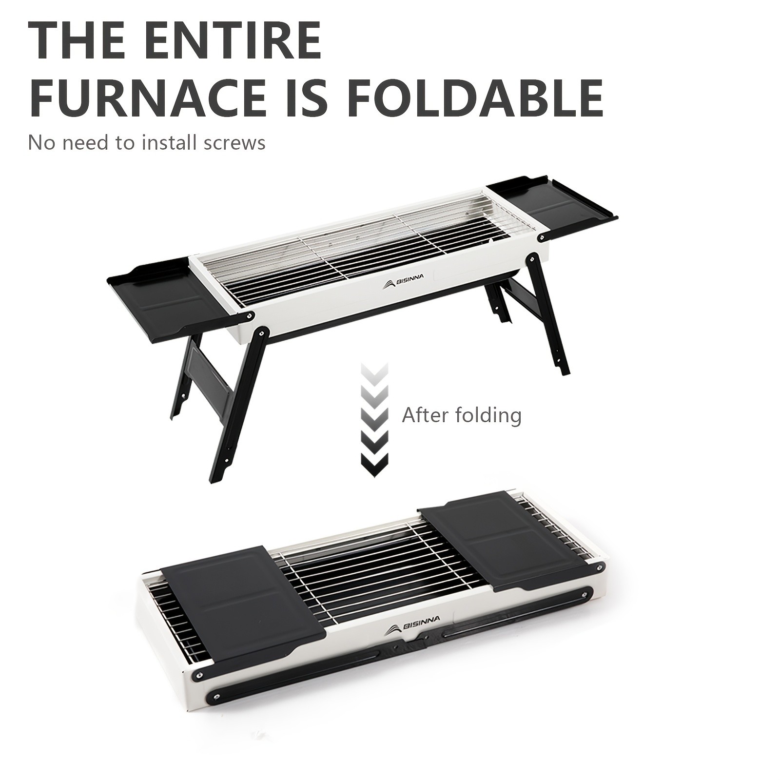 BISINNA Portable Charcoal BBQ Grill Foldable Tabletop Outdoor Camping Barbecue