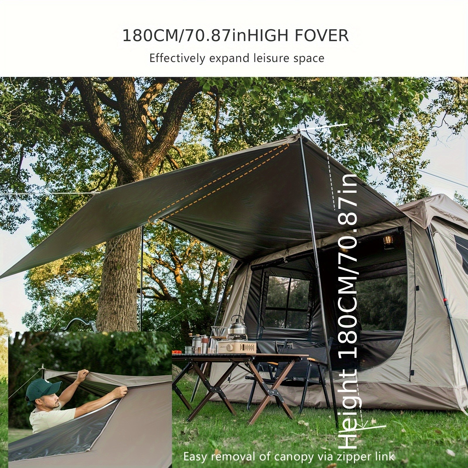 BISINNA Quick-Open Roof Canopy Tent  2-in-1 Sunproof Outdoor Camping Shelter
