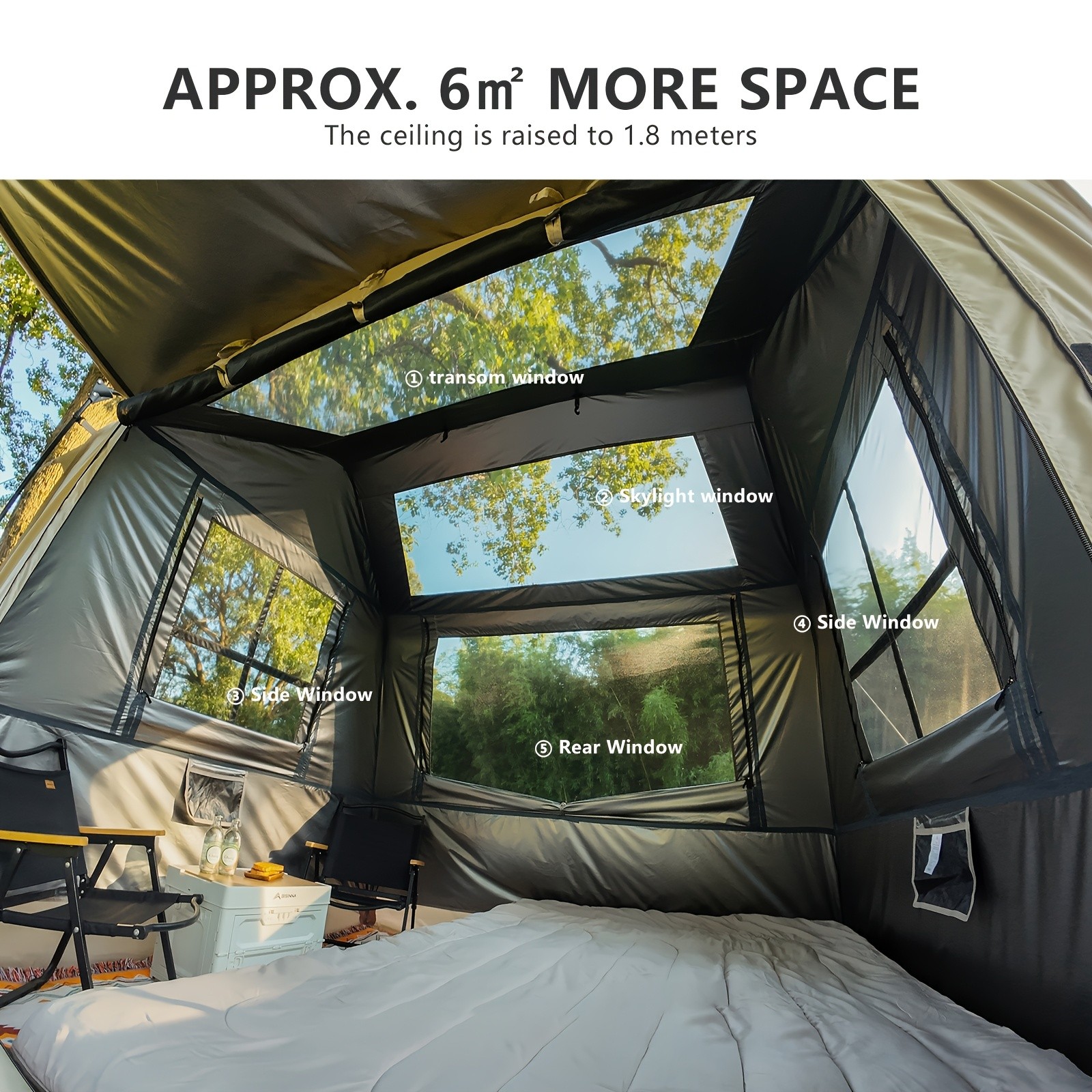 BISINNA Quick-Open Roof Canopy Tent  2-in-1 Sunproof Outdoor Camping Shelter