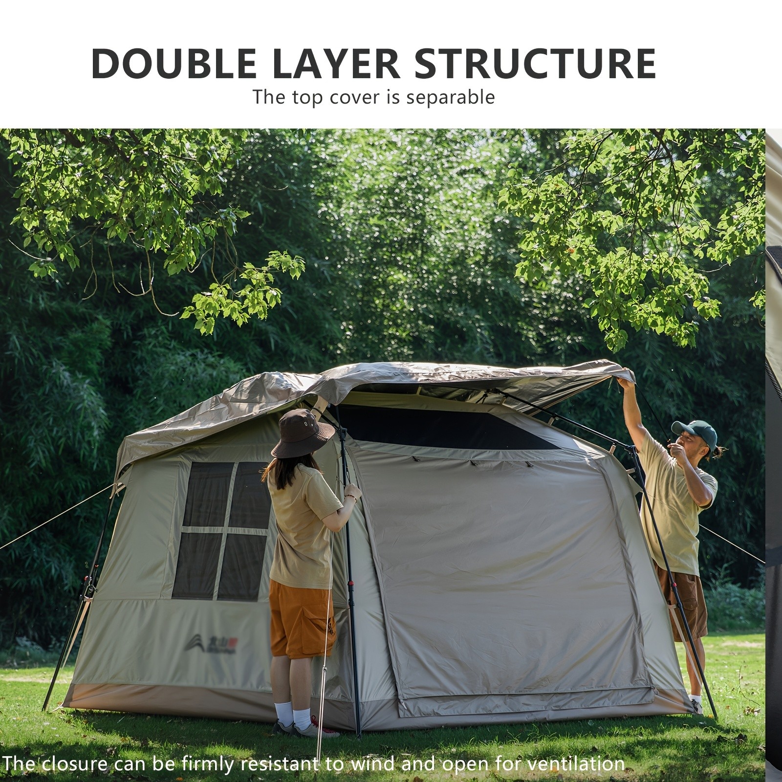 BISINNA Quick-Open Roof Canopy Tent  2-in-1 Sunproof Outdoor Camping Shelter