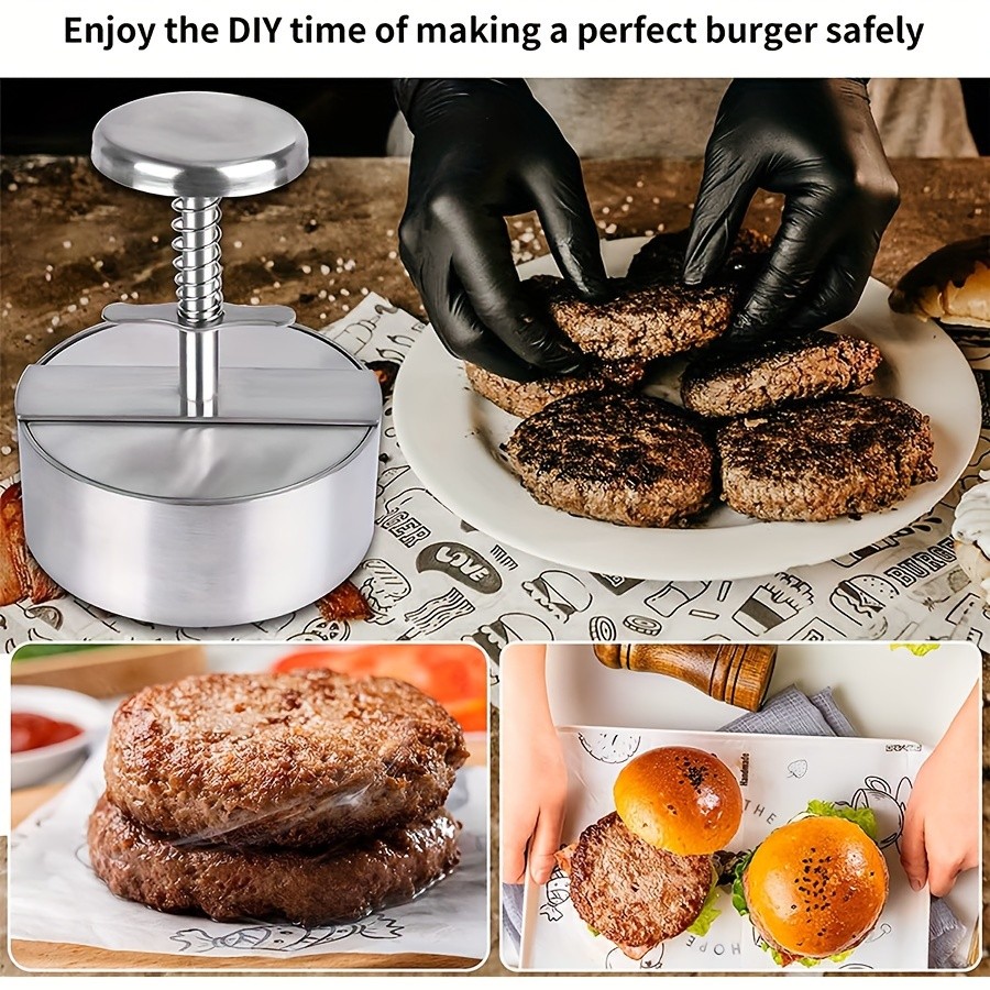 WIEZ Stainless Steel Home Burger Press Heavy-Duty Round Meat Press for Perfect Patty Making