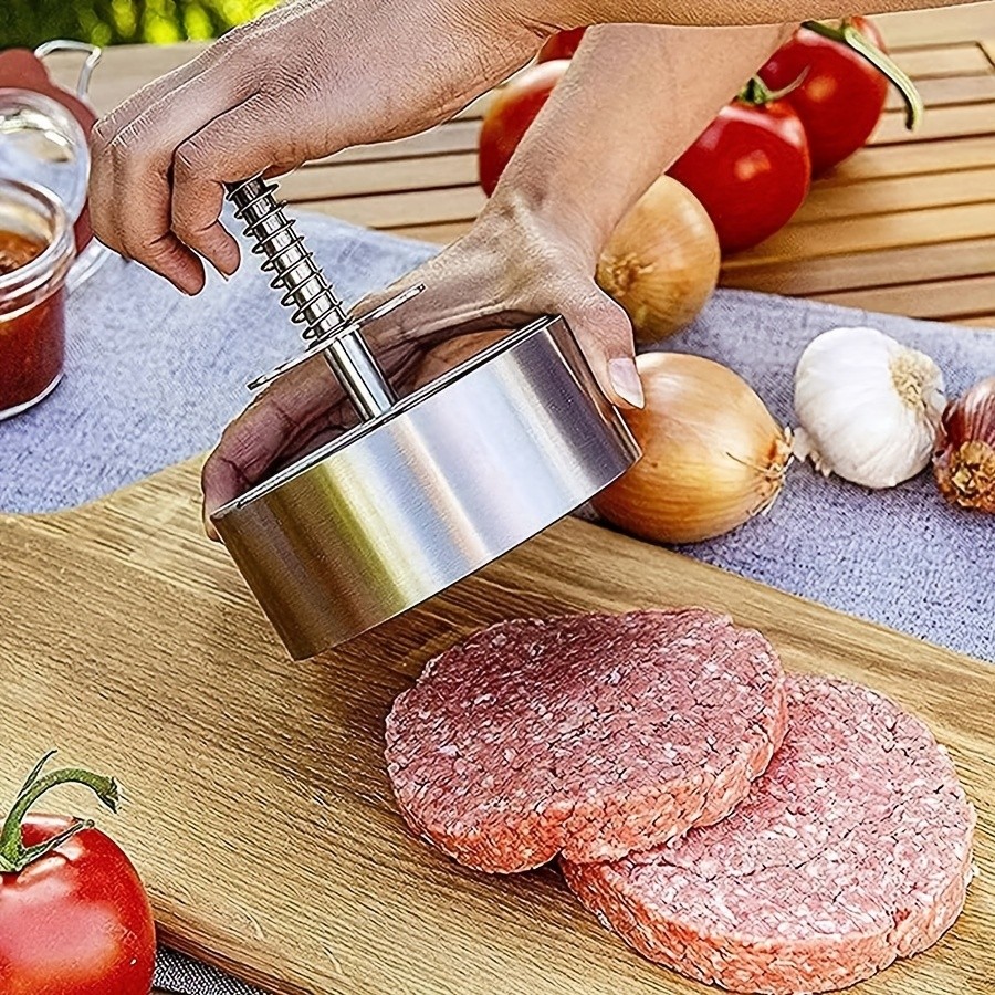 WIEZ Stainless Steel Home Burger Press Heavy-Duty Round Meat Press for Perfect Patty Making