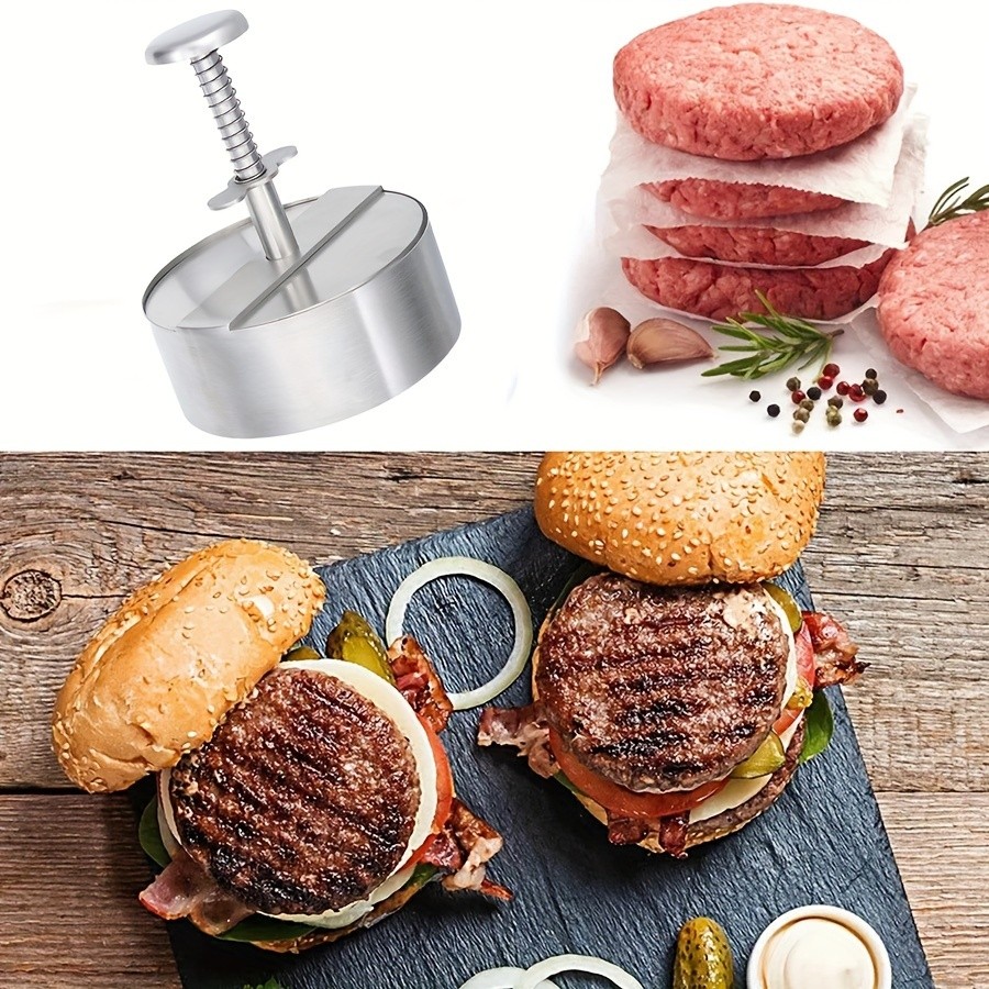 WIEZ Stainless Steel Home Burger Press Heavy-Duty Round Meat Press for Perfect Patty Making