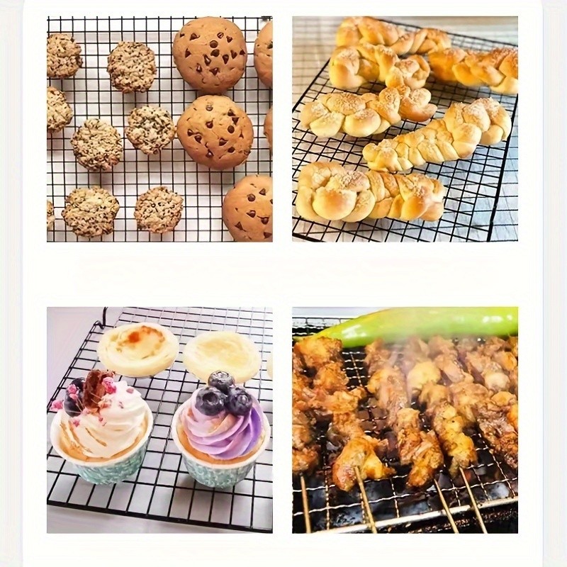 WIEZ Foldable Stainless Steel Cooling Rack Space-Saving Black Rack for Baking, Grilling & Outdoor Cooking