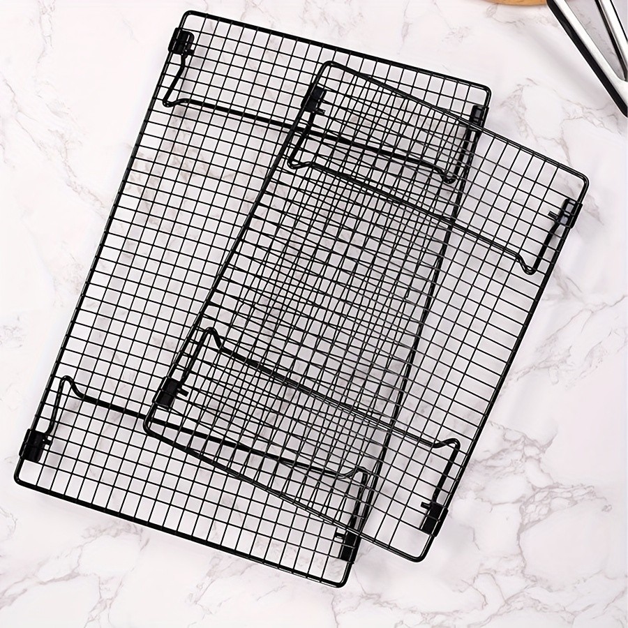 WIEZ Foldable Stainless Steel Cooling Rack Space-Saving Black Rack for Baking, Grilling & Outdoor Cooking