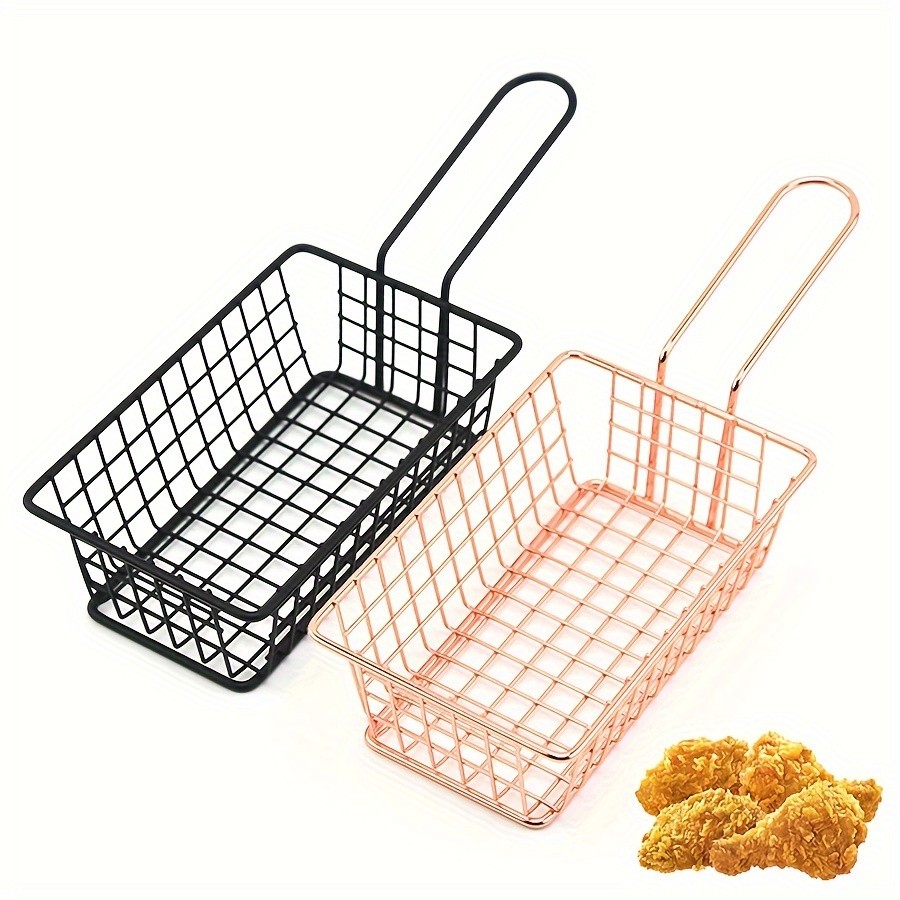 WIEZ Stainless Steel Snack & Fryer Basket Multi-Purpose Mesh Holder for Serving, Straining & Baking