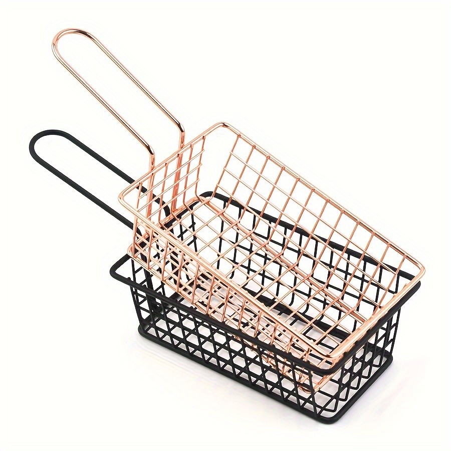 WIEZ Stainless Steel Snack & Fryer Basket Multi-Purpose Mesh Holder for Serving, Straining & Baking