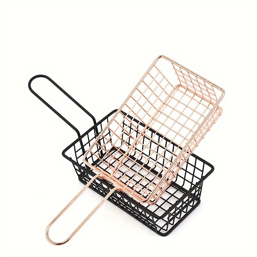WIEZ Stainless Steel Snack & Fryer Basket Multi-Purpose Mesh Holder for Serving, Straining & Baking