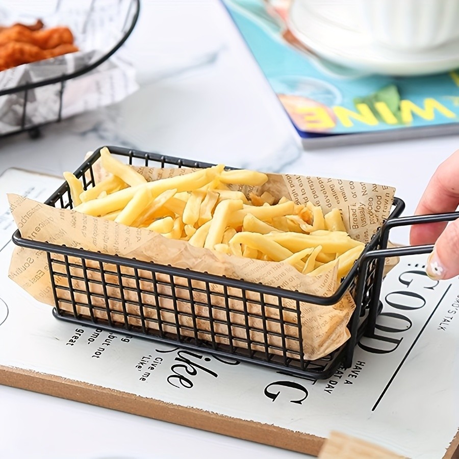 WIEZ Stainless Steel Snack & Fryer Basket Multi-Purpose Mesh Holder for Serving, Straining & Baking
