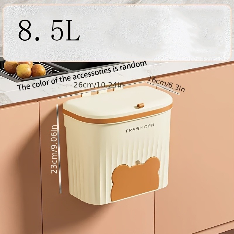 WIEZ Wall-Mounted Odor-Blocking Trash Can Compact Rectangular Waste Bin with Removable Bag Storage Box