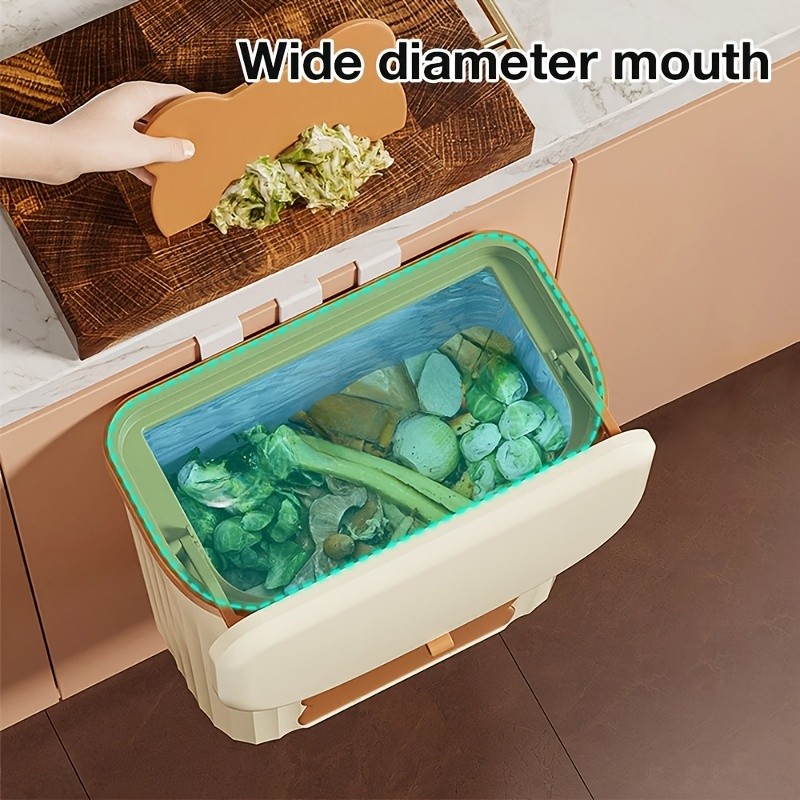 WIEZ Wall-Mounted Odor-Blocking Trash Can Compact Rectangular Waste Bin with Removable Bag Storage Box