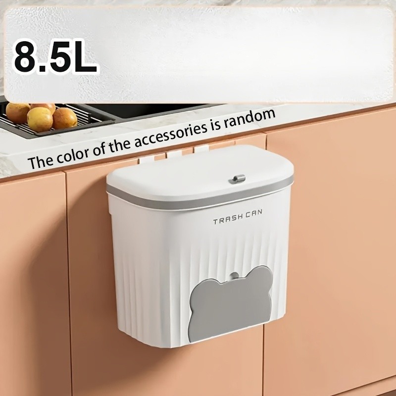 WIEZ Wall-Mounted Odor-Blocking Trash Can Compact Rectangular Waste Bin with Removable Bag Storage Box