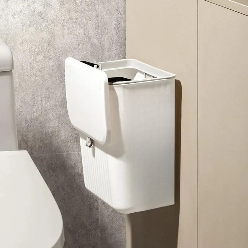 WIEZ Wall-Mounted Hands-Free Trash Can  Space-Saving Hygienic Waste Bin for Kitchen & Bathroom