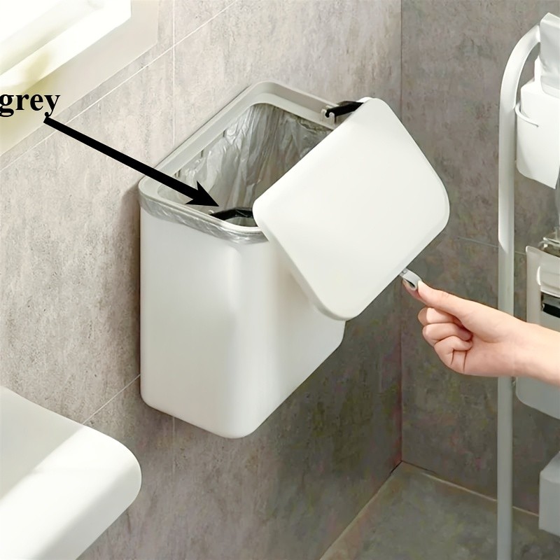 WIEZ Wall-Mounted Hands-Free Trash Can  Space-Saving Hygienic Waste Bin for Kitchen & Bathroom