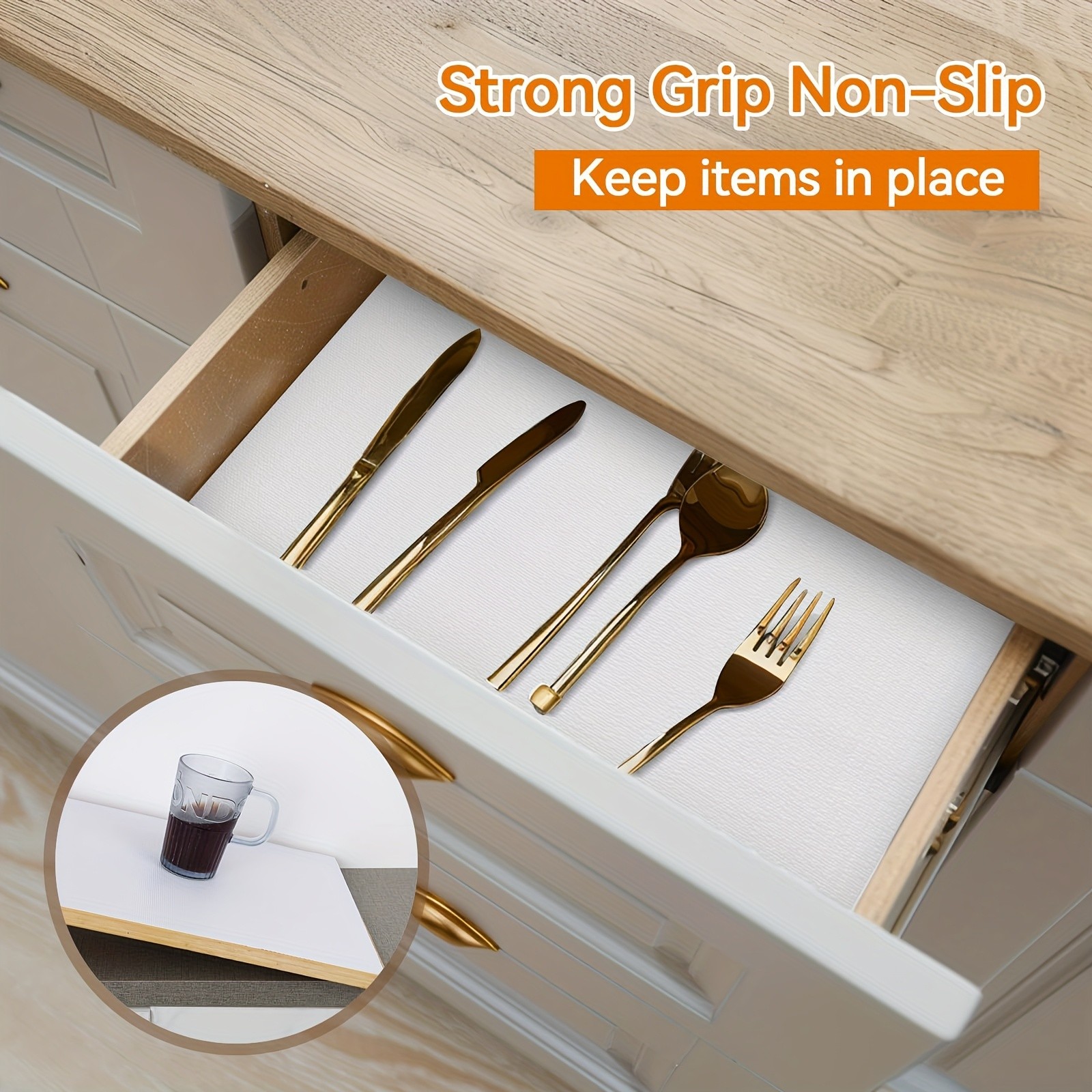 WIEZ Heavy-Duty EVA Non-Stick Drawer Liner Roll  Cut-to-Fit Scratchproof Shelf & Cabinet Protector