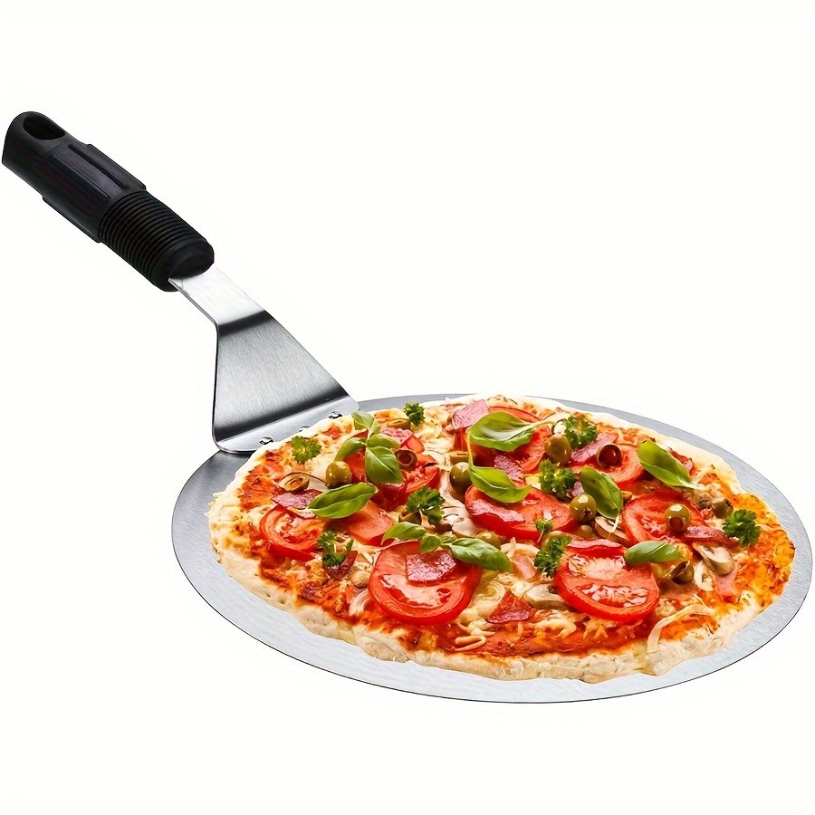 WIEZ Stainless Steel Pizza Peel  12-Inch Round Baking Paddle with Wooden Handle for Easy Pizza Transfer