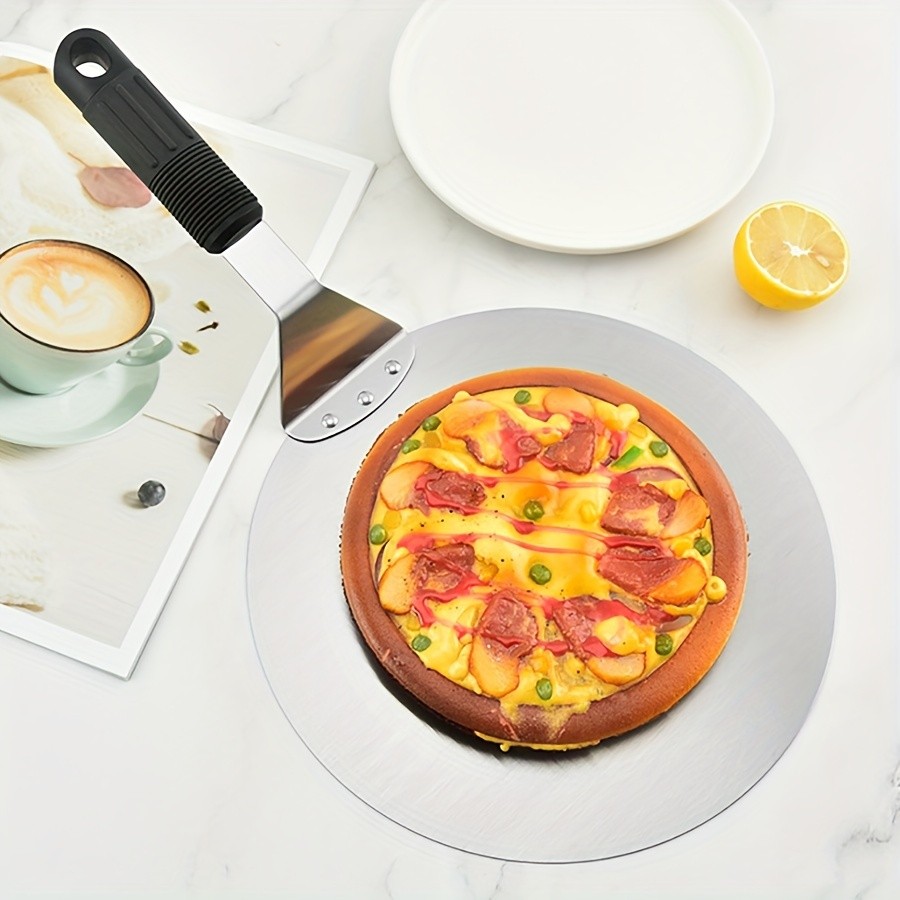 WIEZ Stainless Steel Pizza Peel  12-Inch Round Baking Paddle with Wooden Handle for Easy Pizza Transfer