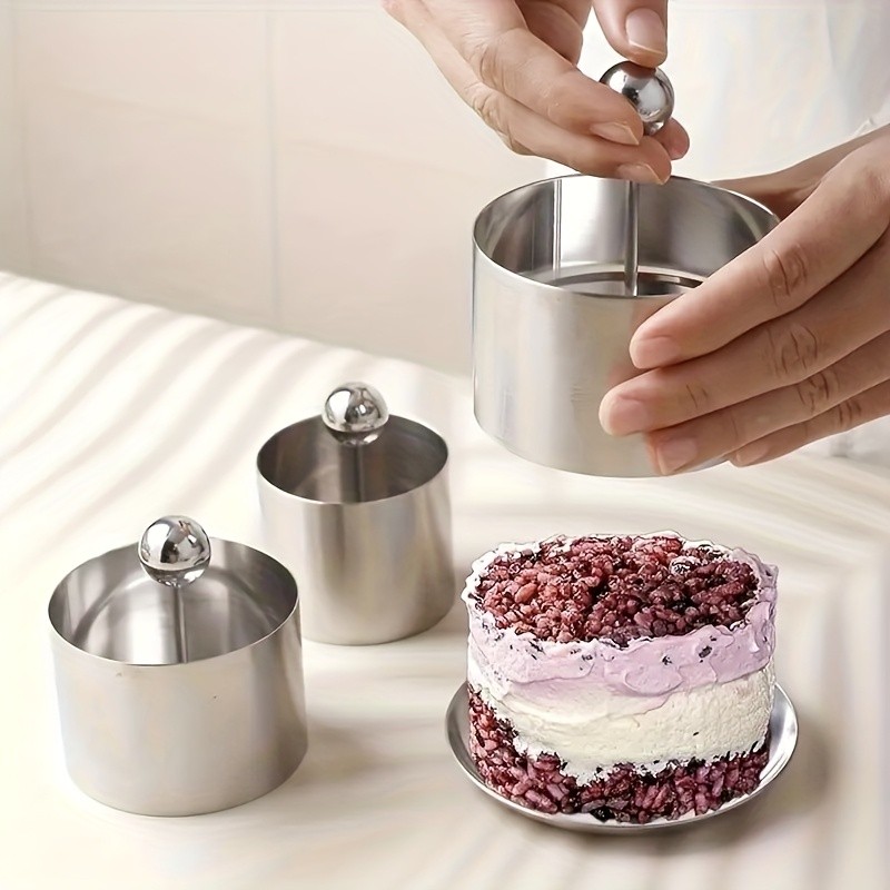 WIEZ Stainless Steel Food Display Mold  Round Plate Press with Lid for Creative & Decorative Food Presentation