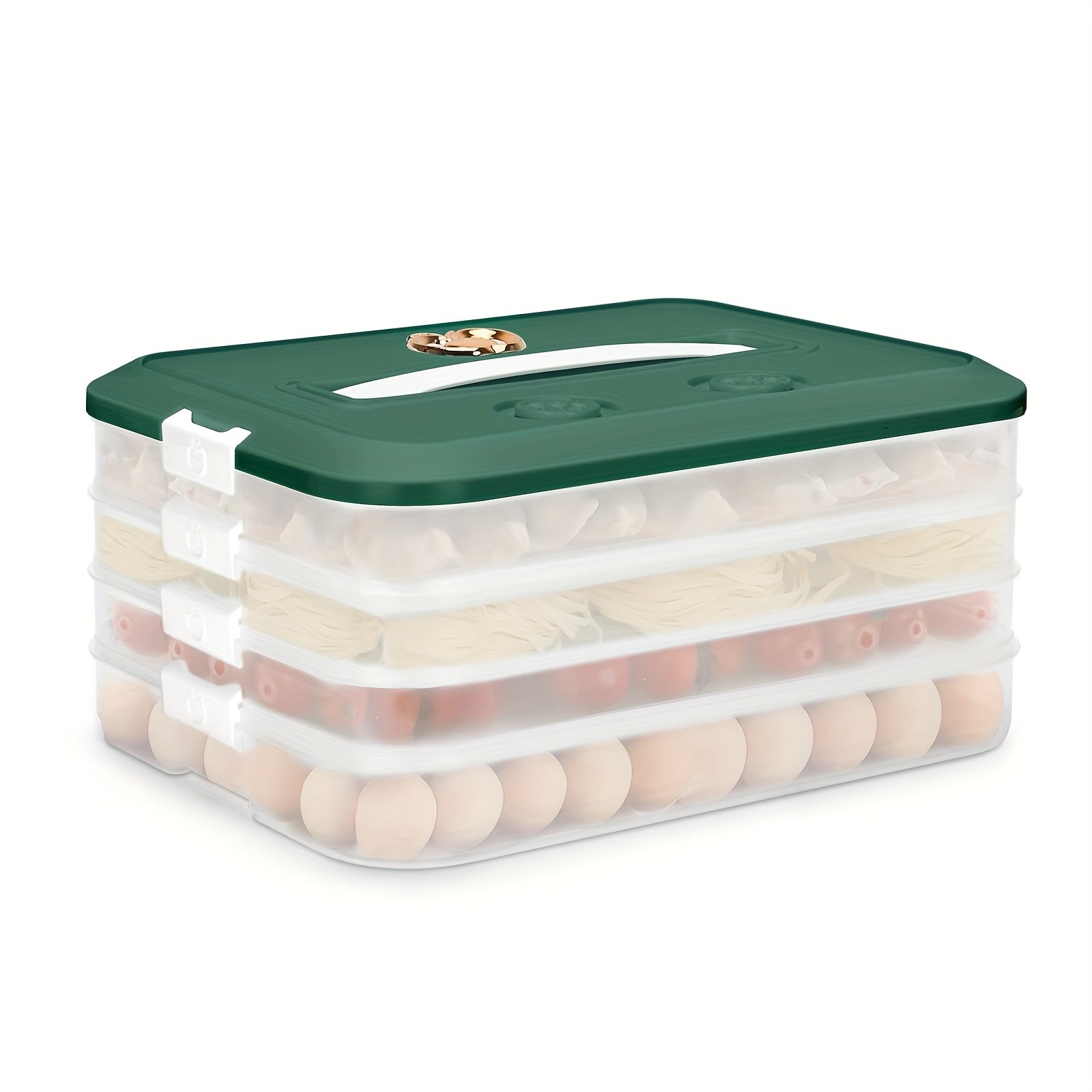 WIEZ 4-Piece Stackable Food Storage Container Set  Airtight Freezer-Safe Organisers with 4-Layer Design