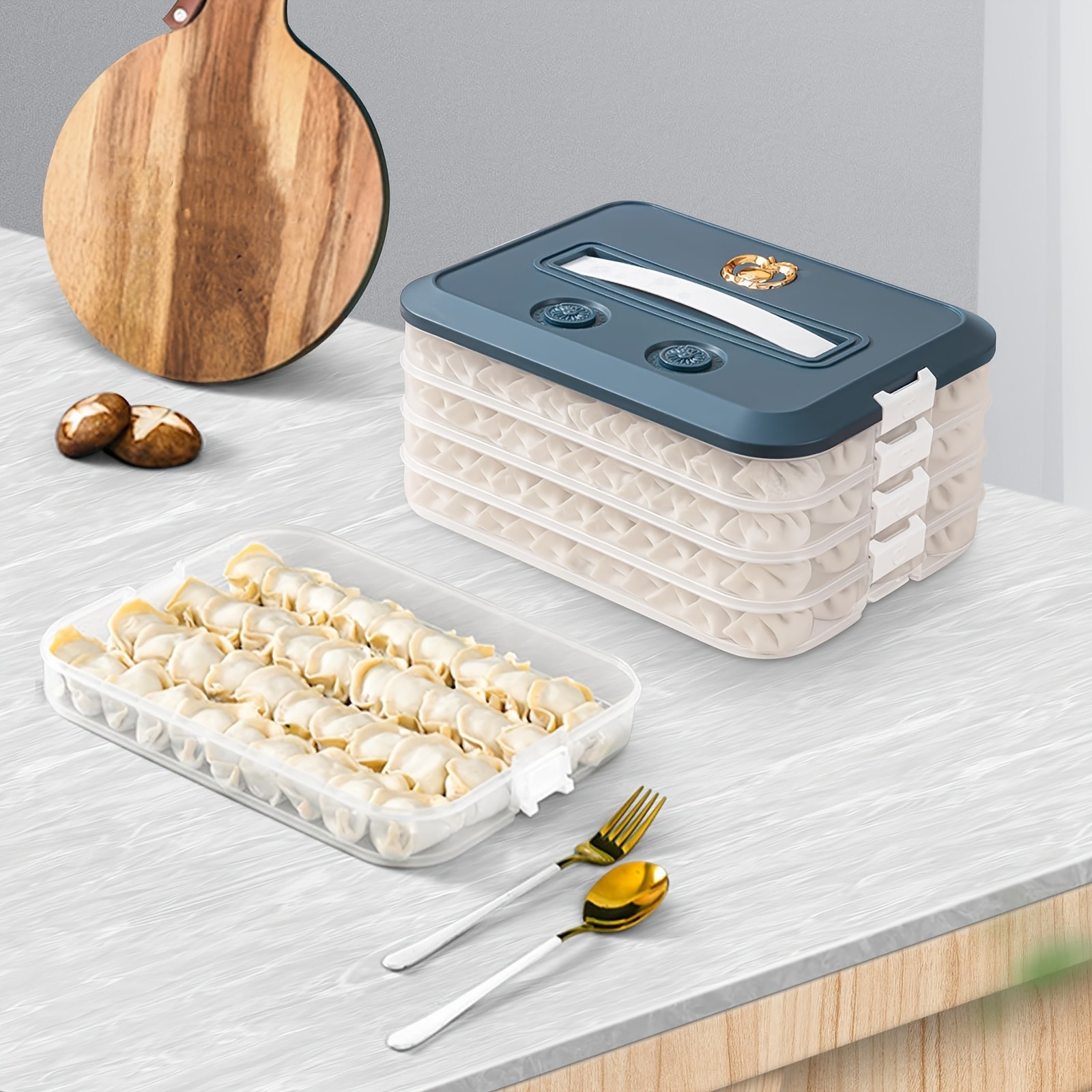 WIEZ 4-Piece Stackable Food Storage Container Set  Airtight Freezer-Safe Organisers with 4-Layer Design