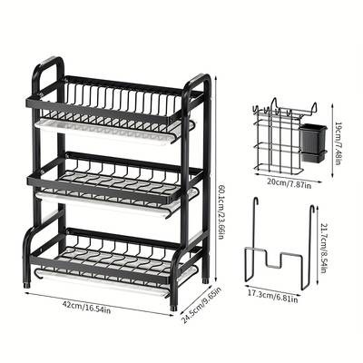 WIEZ 2-Layer / 3-Layer Dish Drying Rack  Space-Saving Metal Kitchen Organizer