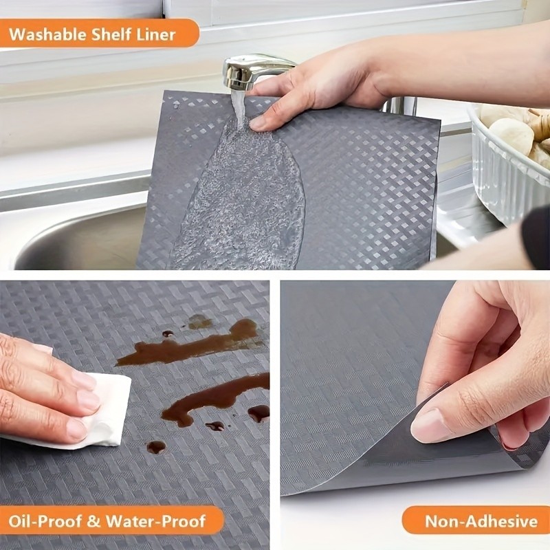 WIEZ Thickened EVA Non-Slip Liner Roll Washable Oil-Resistant Shelf & Drawer Mat for Kitchen Storage