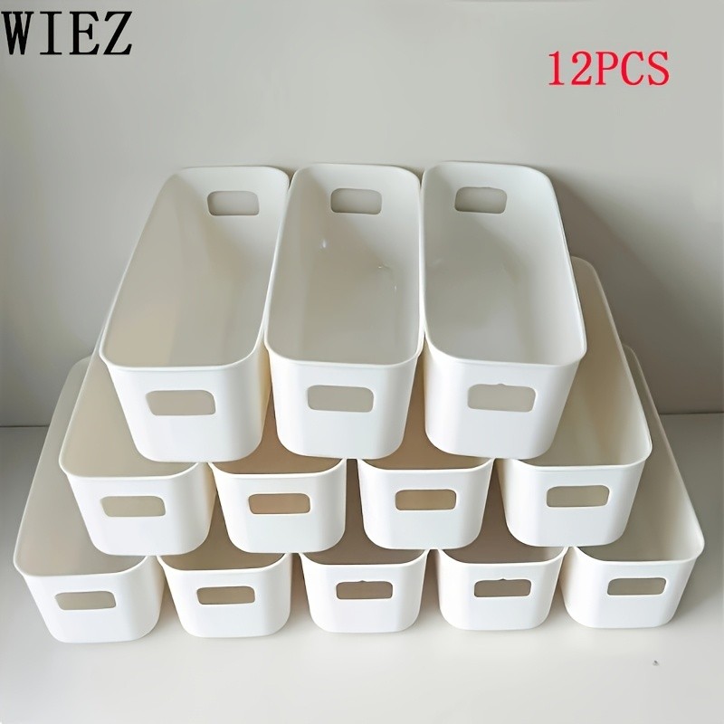 WIEZ Heavy-Duty 12-Piece Plastic Storage Box Set  Stackable Clear-Front Organizers with Handles for Home & Office