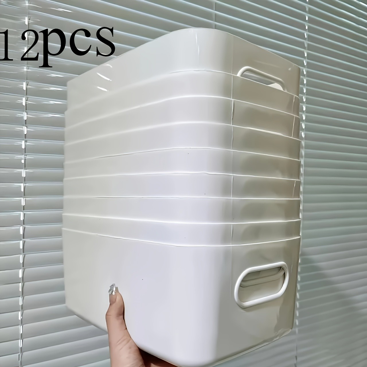 WIEZ Heavy-Duty 12-Piece Plastic Storage Box Set  Stackable Clear-Front Organizers with Handles for Home & Office