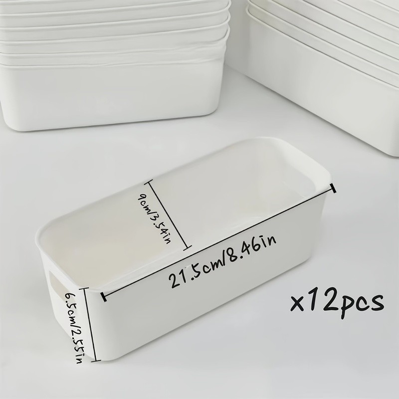 WIEZ Heavy-Duty 12-Piece Plastic Storage Box Set  Stackable Clear-Front Organizers with Handles for Home & Office