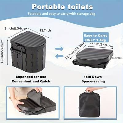 NLDD Portable Camping Toilet with Deodorant  Lightweight, Foldable & Travel-Ready