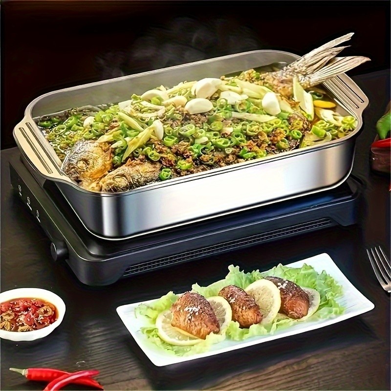 WIEZ Heavy-Duty 410 Stainless Steel Baking Tray Set Non-Stick Rectangular Oven Trays with Lids for Bread, Desserts & BBQ