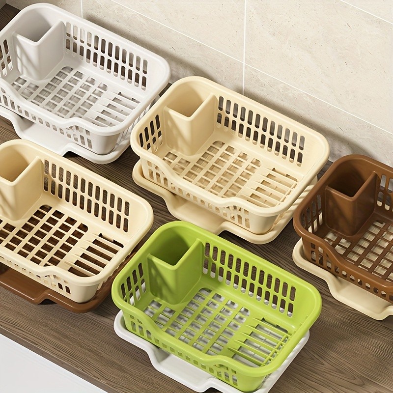 WIEZ Plastic Dish Rack Cabinet Space-Saving Drainage Organizer for Bowls, Cups, Plates & Utensils