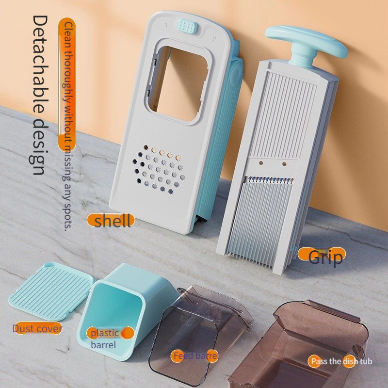 WIEZ 5-in-1 Manual Vegetable Chopper & Adjustable Slicer  Stainless Steel Blade Prep Tool for Fast Daily Cooking