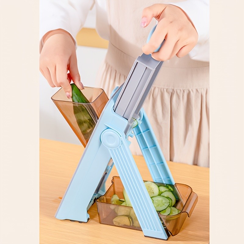 WIEZ 5-in-1 Manual Vegetable Chopper & Adjustable Slicer  Stainless Steel Blade Prep Tool for Fast Daily Cooking