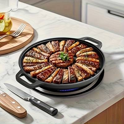PMMJ Cast Iron Multi-Function Griddle Skillet Heavy-Duty Non-Stick Pan