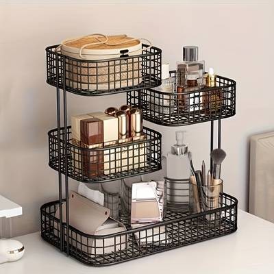 PMMJ 3-Tier Countertop Bathroom Storage Rack  Lightweight Metal Wire Organizer