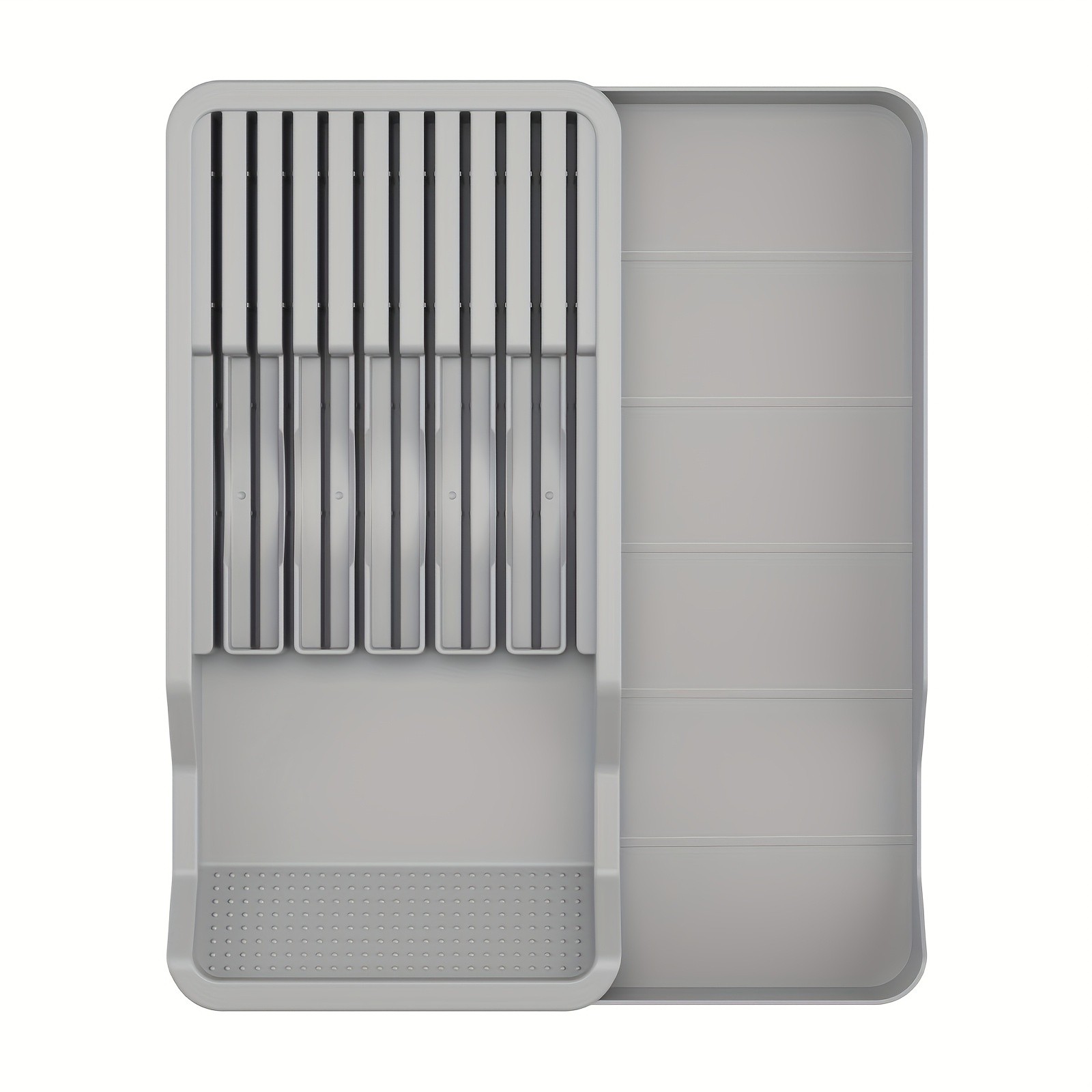 WIEZ Expandable Knife Holder for Drawers Plastic Multi-Tool Storage Tray for Up to 11 Kitchen Tools