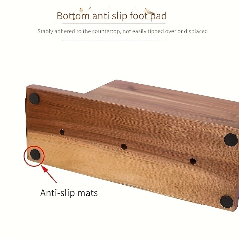 WIEZ Double-Sided Magnetic Acacia Knife Block Enhanced Magnetic Strip Countertop Organizer for Safe, Space-Saving Storage