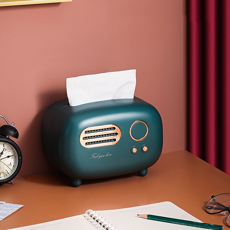 WIEZ Vintage Radio Tissue Box  Creative Retro-Style Dispenser for Kitchens, Bedrooms & Bathroom Spaces