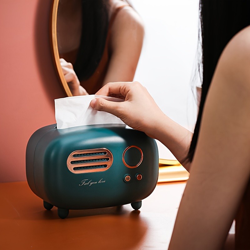 WIEZ Vintage Radio Tissue Box  Creative Retro-Style Dispenser for Kitchens, Bedrooms & Bathroom Spaces