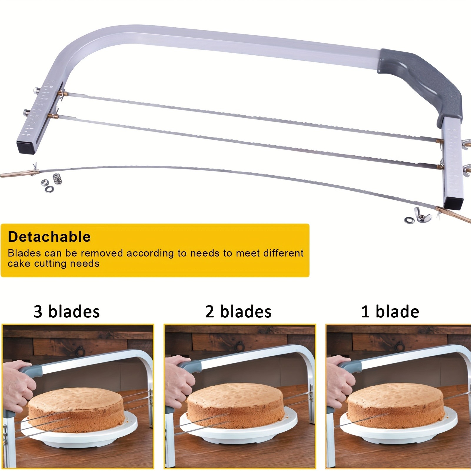 WIEZ Adjustable Stainless Steel Cake Cutter  3-Wire Leveler for Large 20-Inch Cakes and Precision Slicing