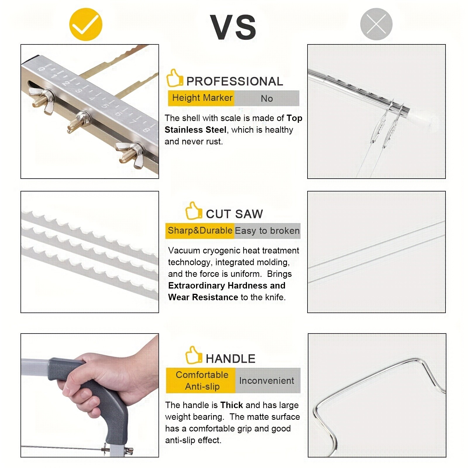 WIEZ Adjustable Stainless Steel Cake Cutter  3-Wire Leveler for Large 20-Inch Cakes and Precision Slicing