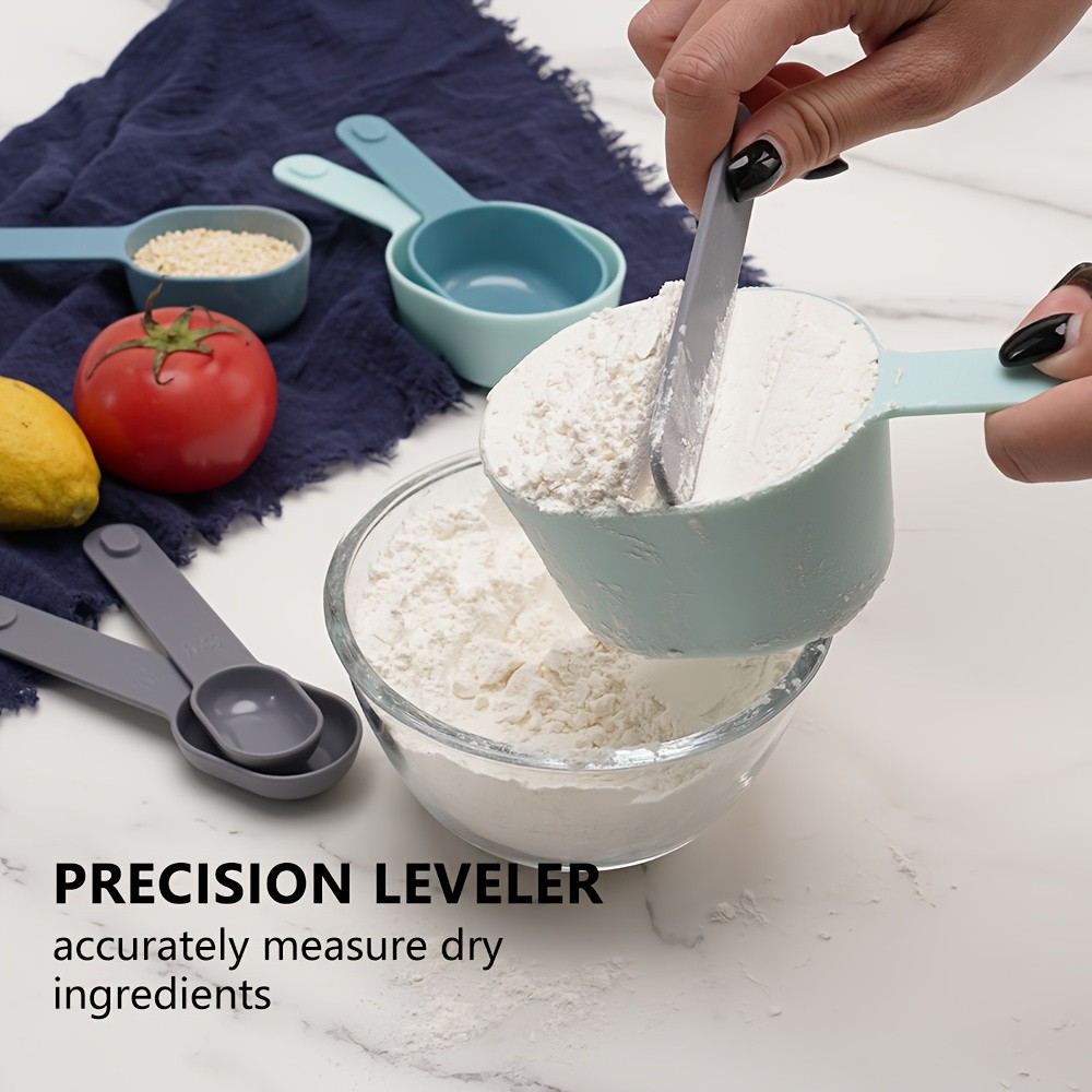 WIEZ 9-Piece Color-Coded Measurement Set  Stackable Cups, Spoons, Funnel & Scraper for Precise Baking & Cooking