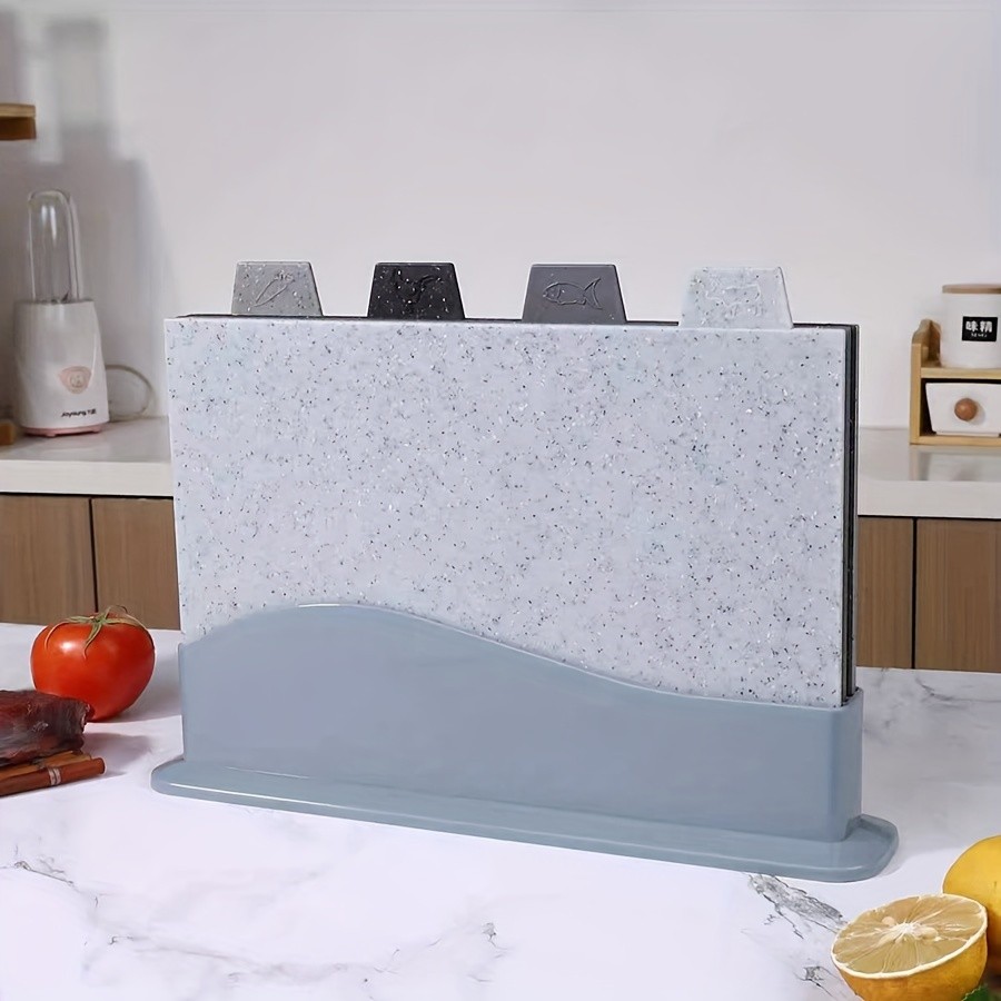 WIEZ 4-Piece Plastic Cutting Board Set  Classified Chopping Boards with ABS Base for Fruit, Meat & Everyday Food Prep