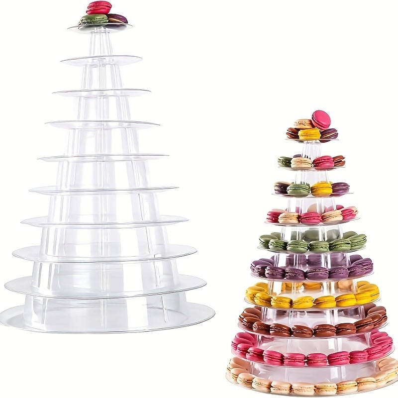 WIEZ Multi-Tier Round Macaron Display Tower  Clear ABS Cake Stand for Weddings, Birthdays & Dessert Showcases