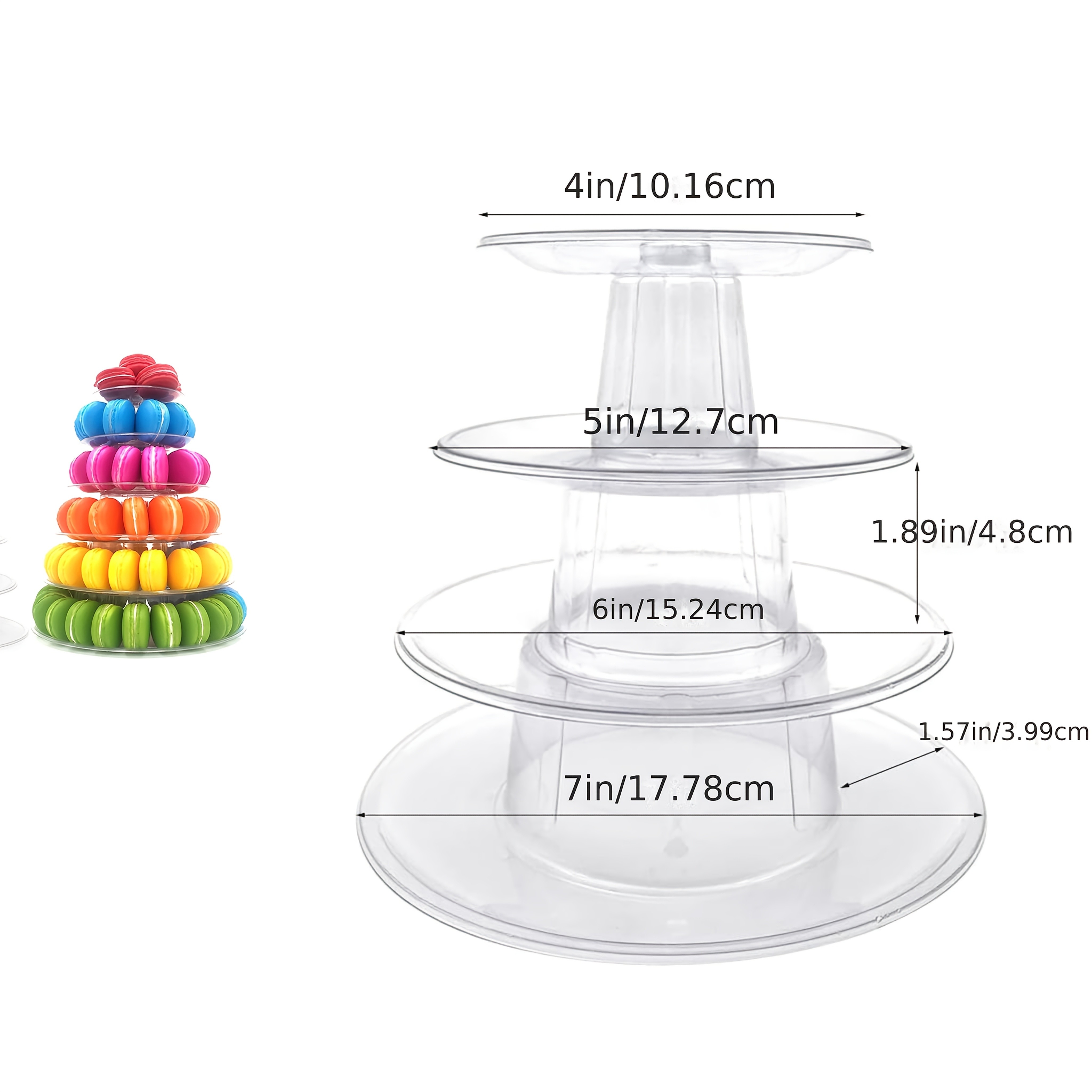 WIEZ Multi-Tier Round Macaron Display Tower  Clear ABS Cake Stand for Weddings, Birthdays & Dessert Showcases