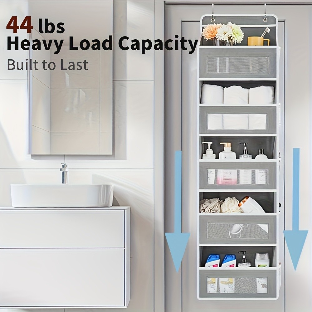 WIEZ 5-Layer Over-the-Door Storage Box  Large-Capacity Anti-Dumping Organizer for Bedrooms, Bathrooms & Kids Rooms