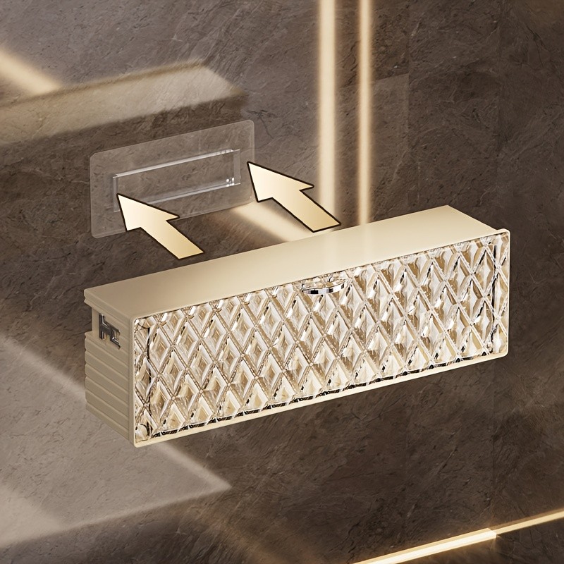 WIEZ Wall-Mounted Cosmetic Organizer  No-Drill Adhesive Makeup & Skincare Storage Box with Transparent Diamond Pattern