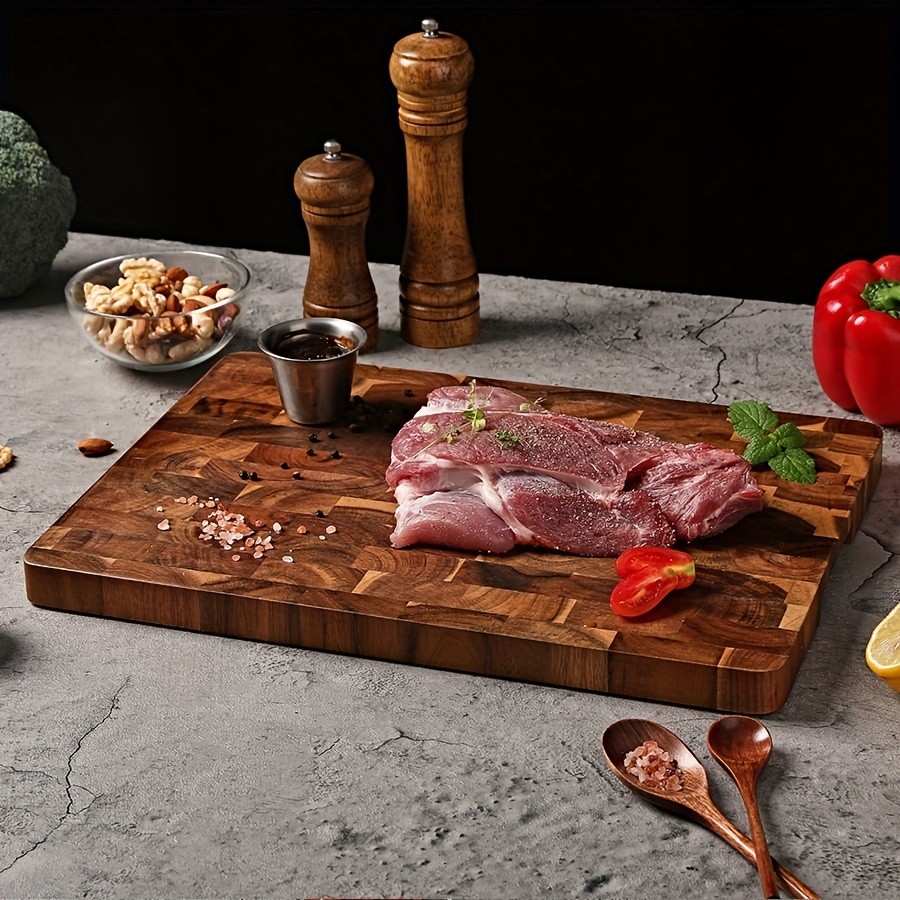 WIEZ Large Acacia Wood Cutting Board Premium Double-Sided Butcher Board for Meat, Vegetables & Fruit Prep
